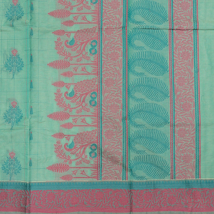 Hayagrivas Sea Green Handloom Cotton Saree SSSBF126H1-2