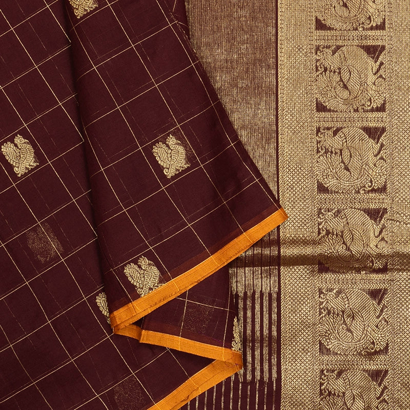 Hayagrivas Burgundy Handloom Chettinad Cotton Saree SSSBF131H5-1