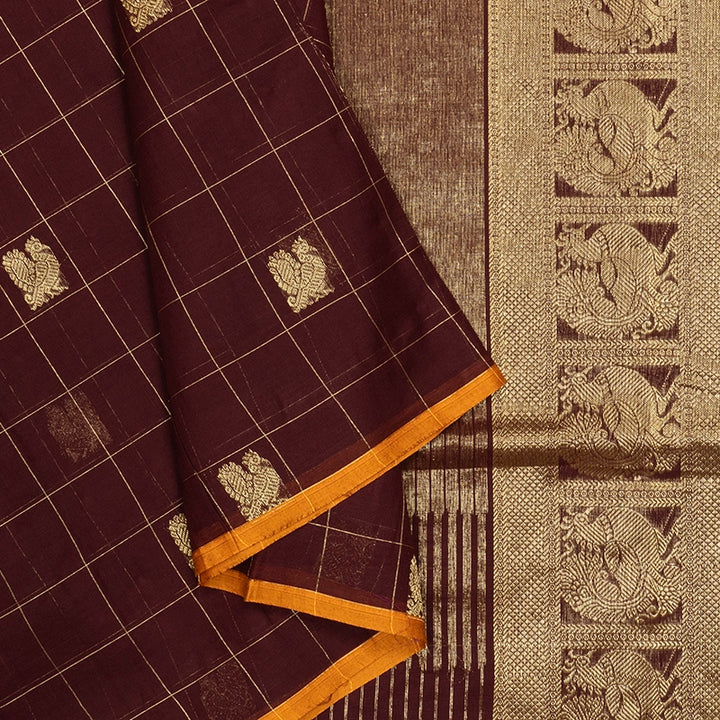 Hayagrivas Burgundy Handloom Chettinad Cotton Saree SSSBF131H5-1