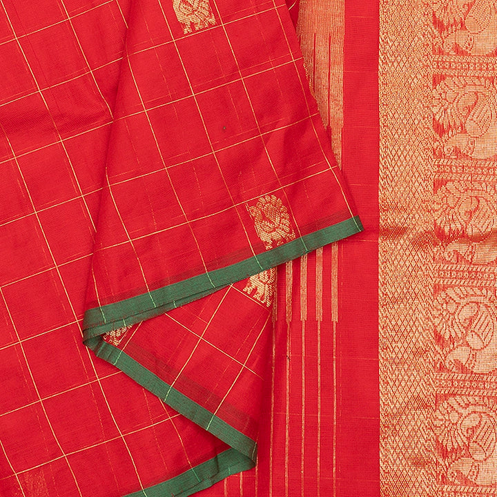 Hayagrivas Red Handloom Chettinad Cotton Saree SSSBF131H5-2