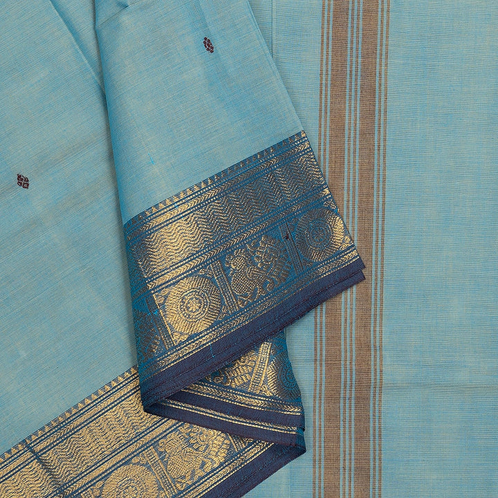 Hayagrivas Powder Blue Handloom Chettinad Cotton Saree SSSBF131H6-11