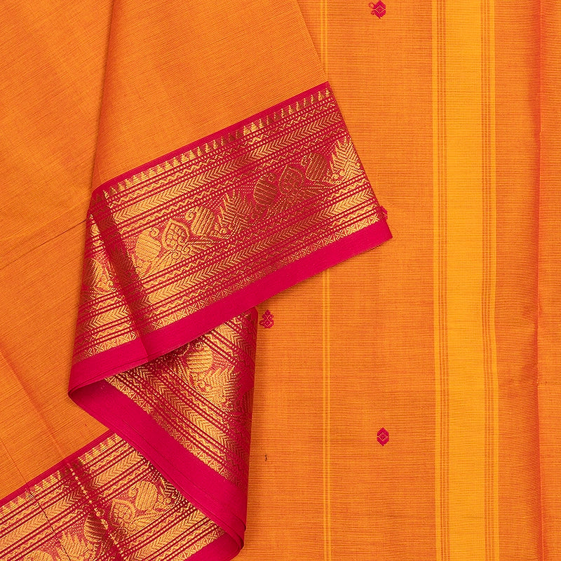 Hayagrivas Mambazham Orange Handloom Chettinad Cotton Saree SSSBF131H6-13