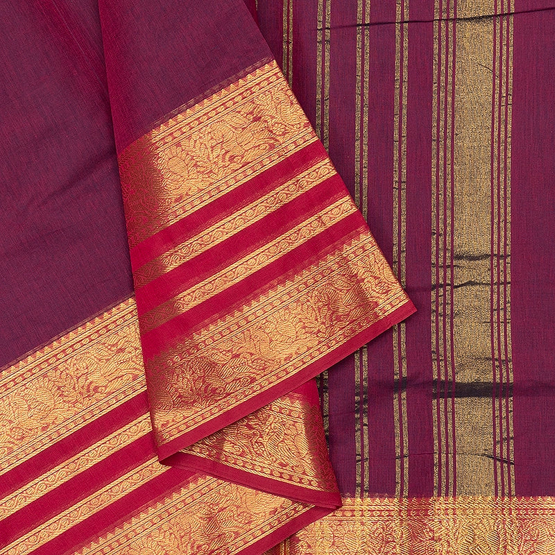 Hayagrivas Purple Handloom Chettinad Cotton Saree SSSBF131H7-1