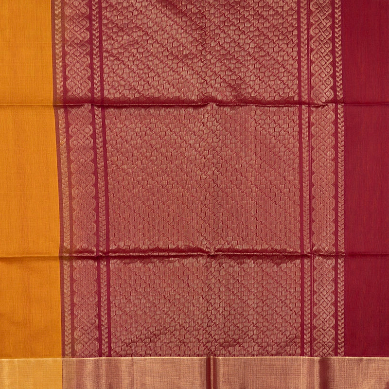 Hayagrivas Turmeric Yellow Ikkat Kora Silk Cotton Saree KSBE92A11-6