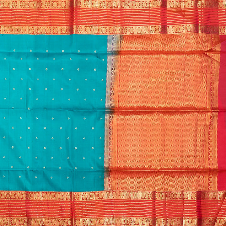 Hayagrivas Teal Green Handloom Soft Silk Saree KBF533G1-3
