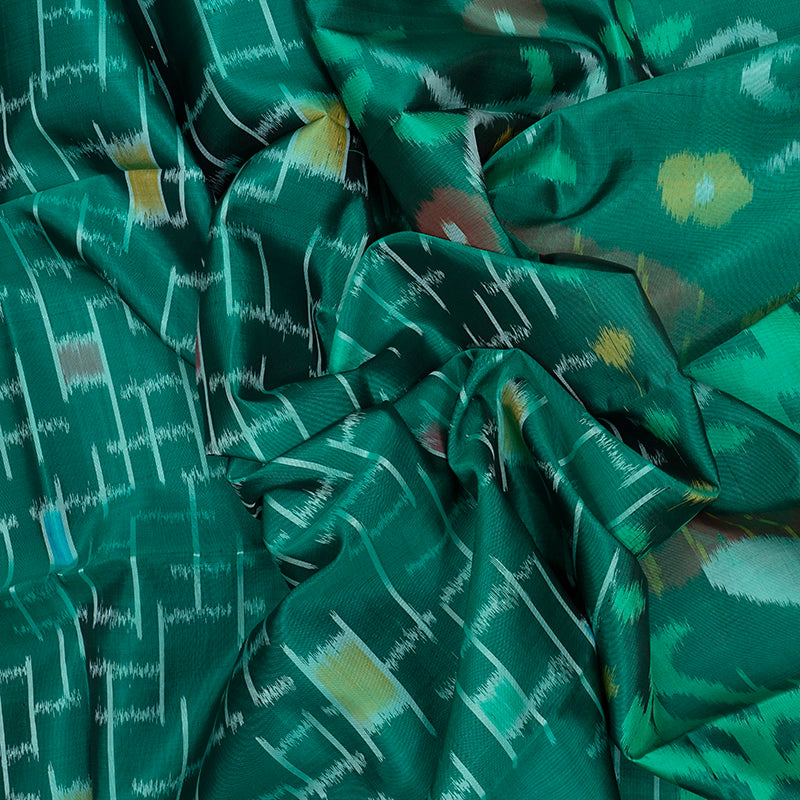 Hayagrivas Green Handloom Ikkat Soft Silk Saree KBE2157A1-13