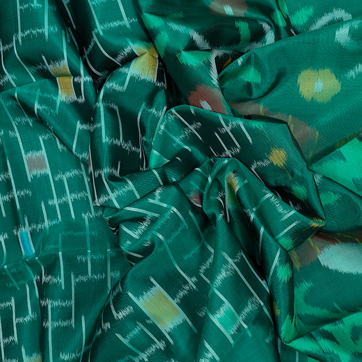 Hayagrivas Green Handloom Ikkat Soft Silk Saree KBE2157A1-13