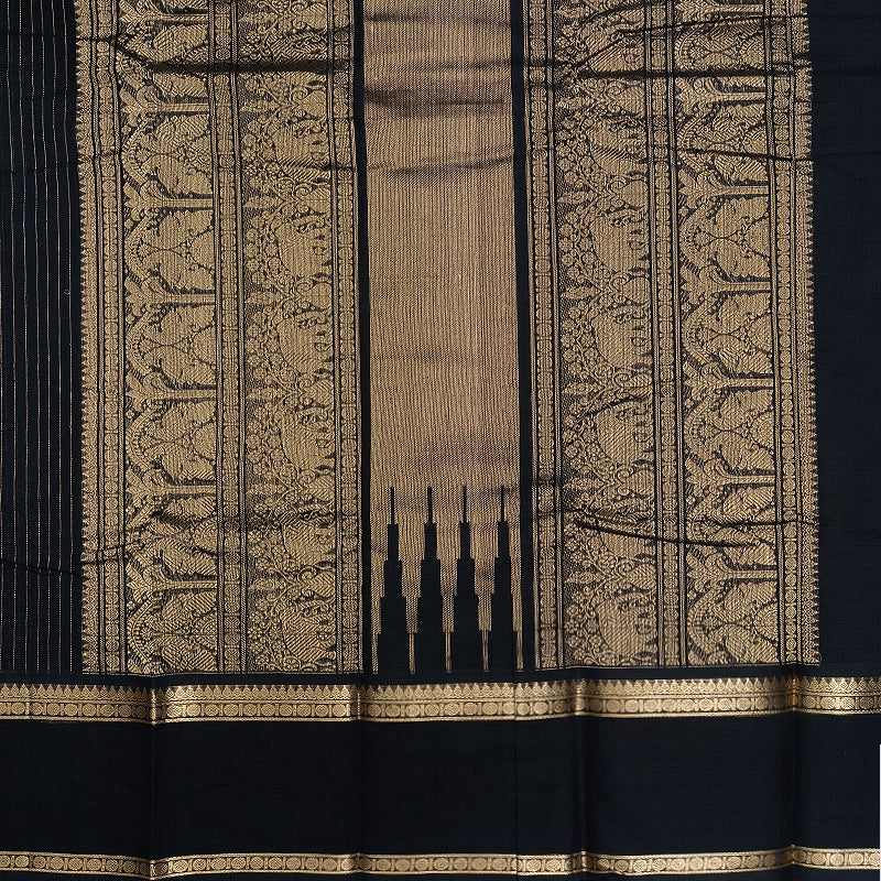 Hayagrivas Black Handloom Kanchi Cotton Saree SSCBF66E3-10