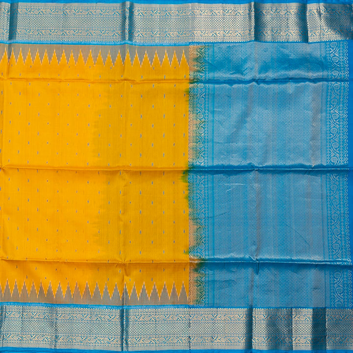 Hayagrivas Yellow Handloom Ikkat Soft Silk Saree KBE2189A1-2