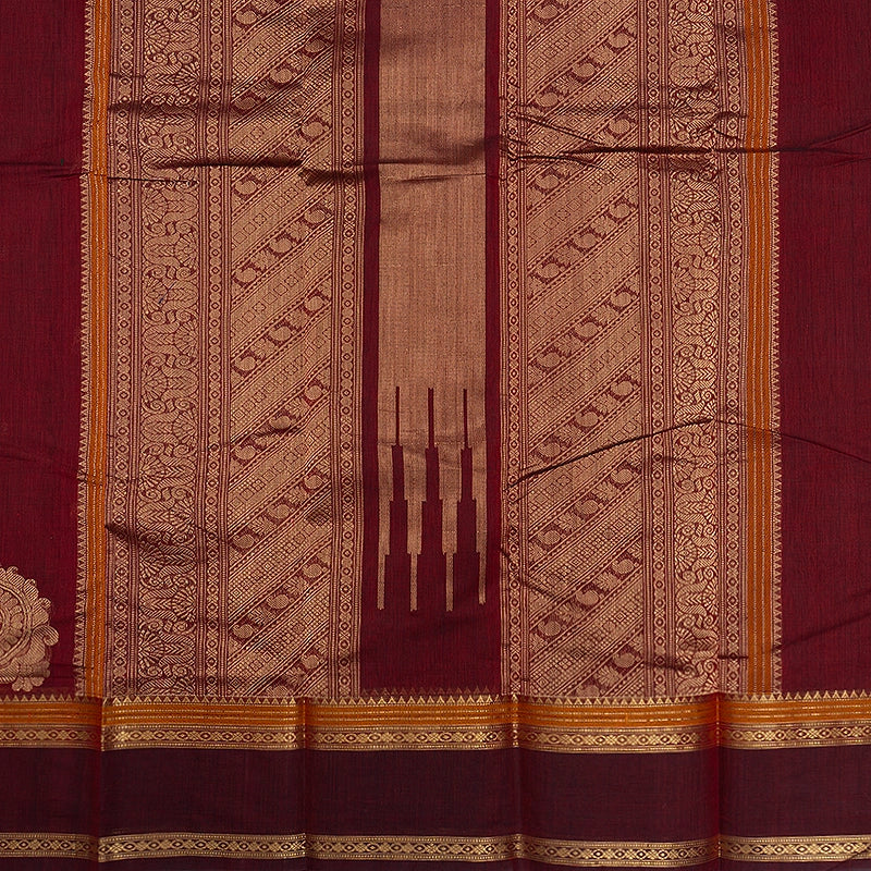 Hayagrivas Maroon Handloom Kanchi Cotton Saree SSCBF66E5-6