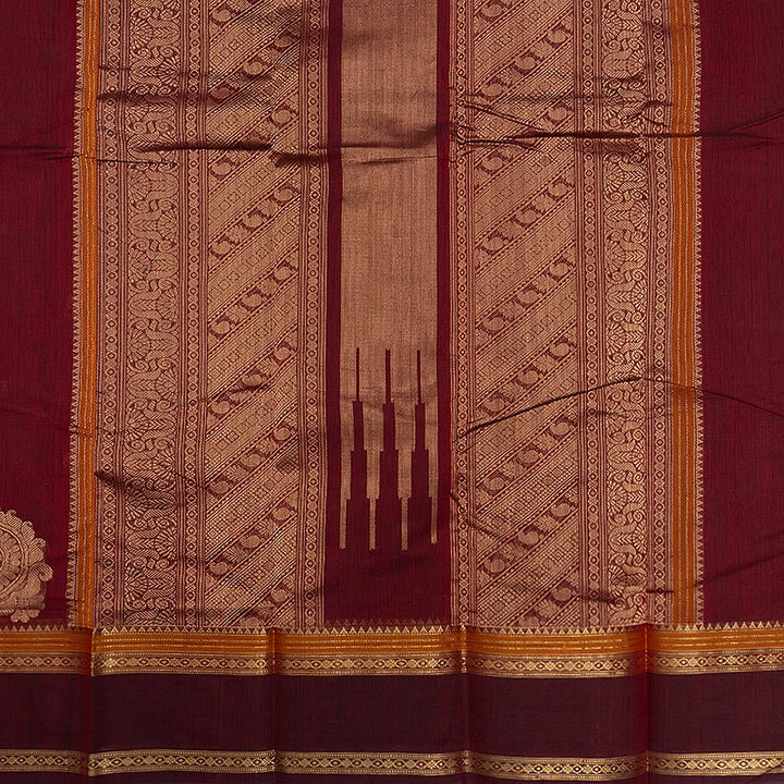 Hayagrivas Maroon Handloom Kanchi Cotton Saree SSCBF66E5-6