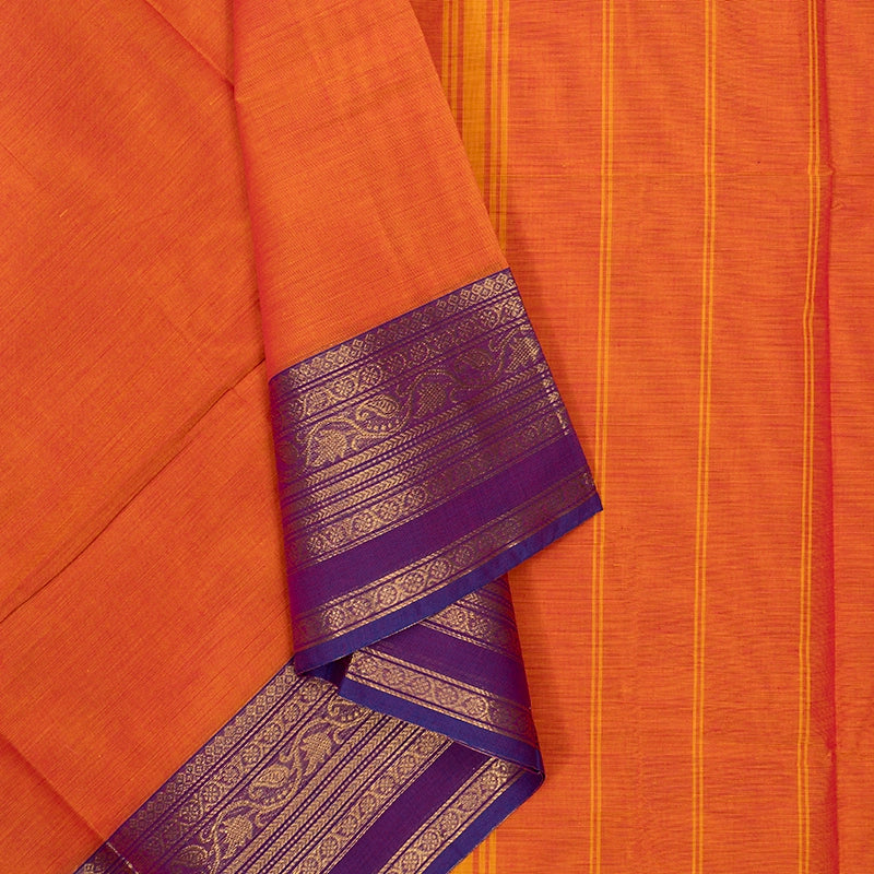 Hayagrivas Orange Handloom Chettinad Cotton Saree SSKBF87F1-4