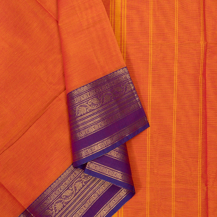 Hayagrivas Orange Handloom Chettinad Cotton Saree SSKBF87F1-4
