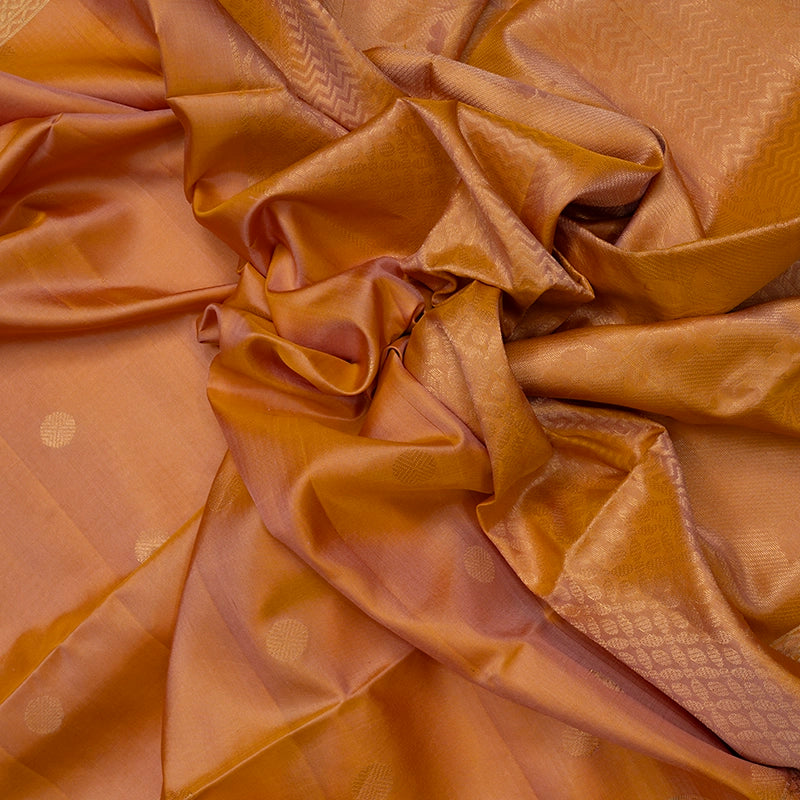 Hayagrivas Yellowish-Peach Handloom Soft Silk Saree KSBE85A45-1