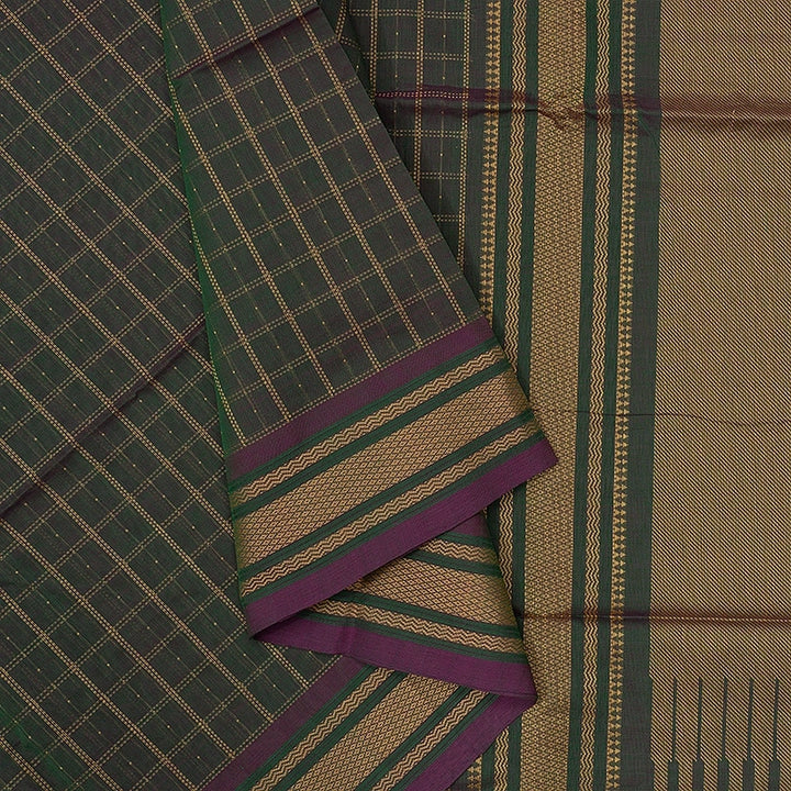 Hayagrivas Peacock Green Handloom Kanchi Cotton Saree SSCBF103F4-2