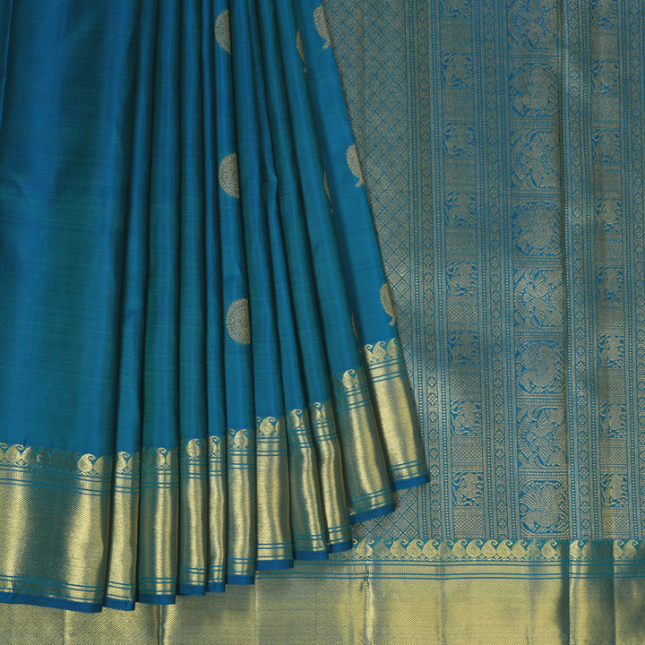 Hayagrivas Handloom Peacock Blue Kanjivaram Silk Saree BF88-SBS  KBFL88D1-1