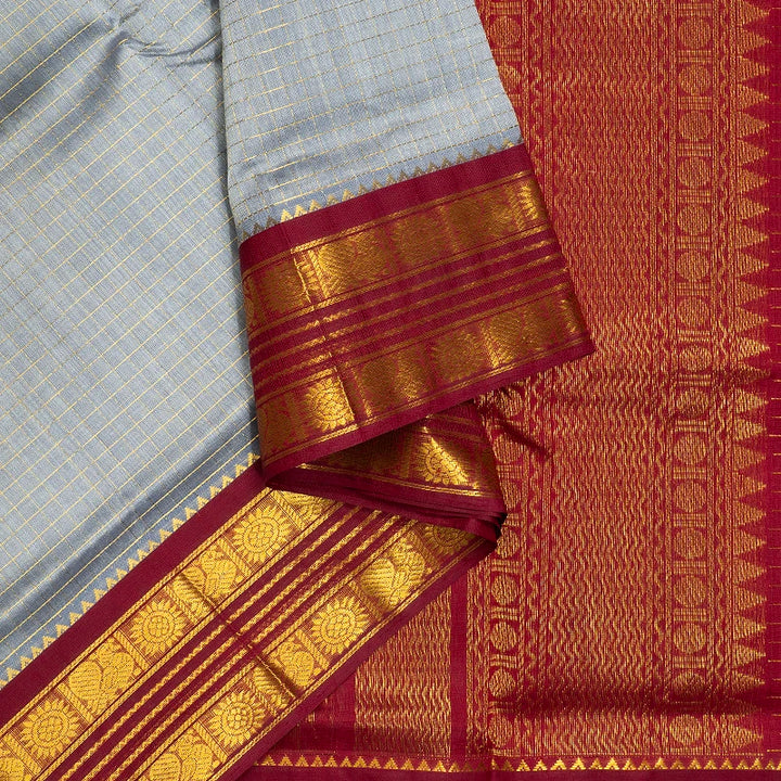Hayagrivas Silver Grey Pure Silk Cotton Saree SSCBF35D3-18