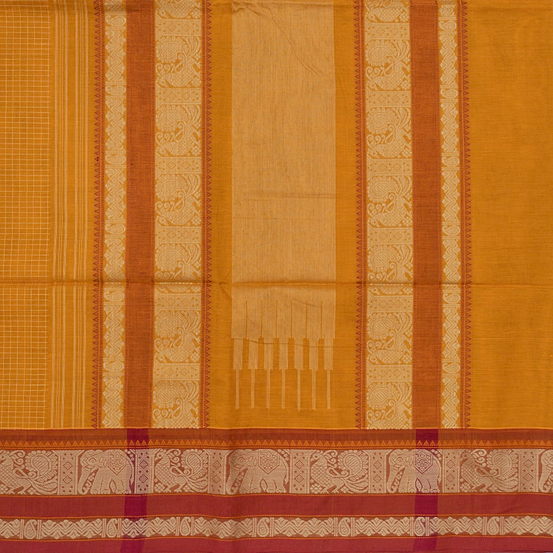 Hayagrivas Mustard Yellow Handloom Kanchi Cotton Saree SSCBF103F7-4