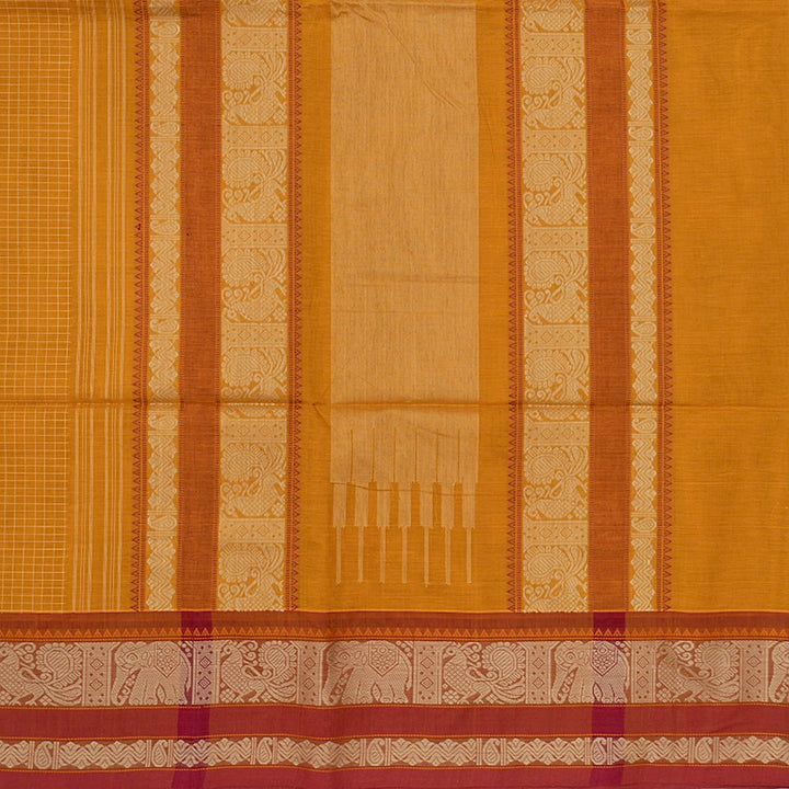 Hayagrivas Mustard Yellow Handloom Kanchi Cotton Saree SSCBF103F7-4