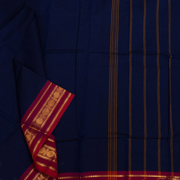Hayagrivas Navy Blue Handloom Chettinad Cotton Saree KSBE1H2-24