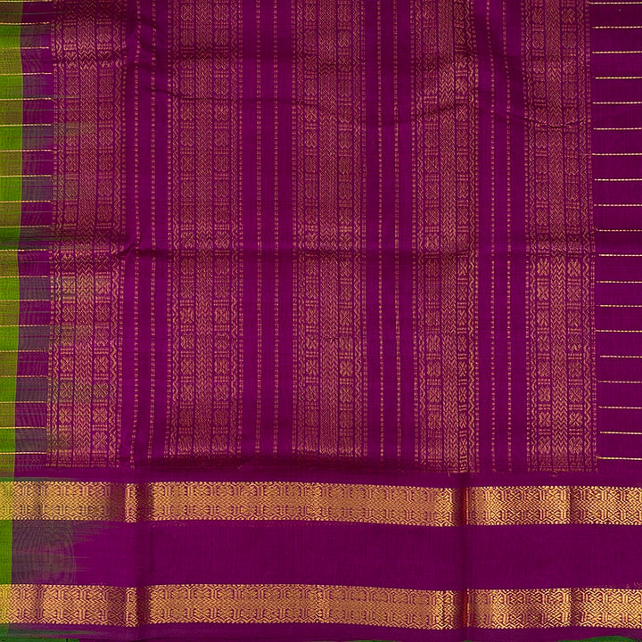Hayagrivas Parrot Green & Purple Stripes Pure Silk Cotton Saree SSCBF37D1-7