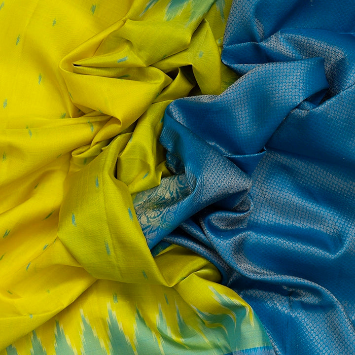 Hayagrivas Lemon Yellow Handloom Soft Silk Saree KBE2189A1-5