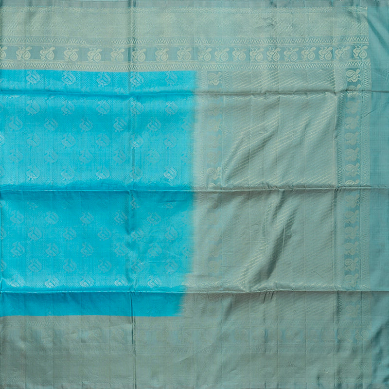 Hayagrivas Sky Blue Handloom Soft Silk Saree KBE2106A31-3