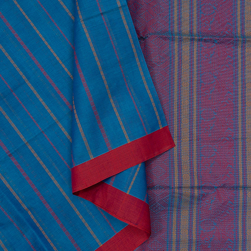 Hayagrivas Ananda Blue Handloom Kanchi Cotton Saree SSCBF103F1-6