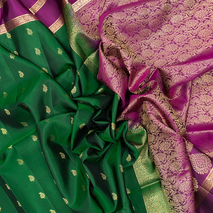 Hayagrivas Bottle Green Handloom Soft Silk Saree KBF454F1-6