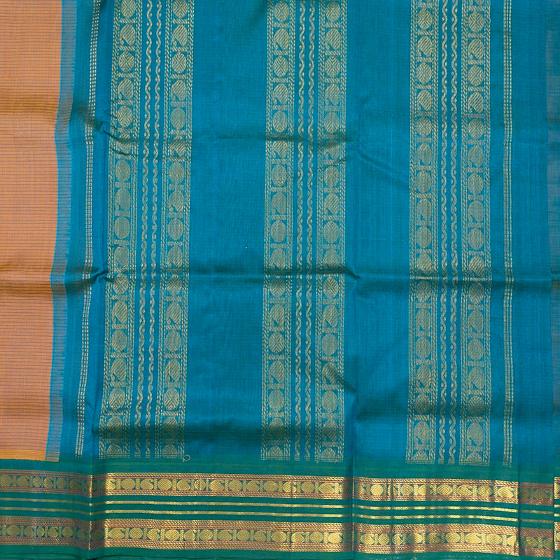Hayagrivas Dual Tone Yellowish-Peach Pure Silk Cotton Saree SSCBF16D2-18
