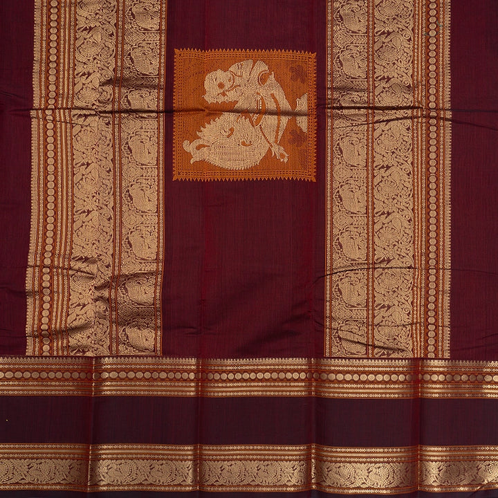 Hayagrivas Maroon Handloom Kanchi Cotton Saree SSCBF66E7-4