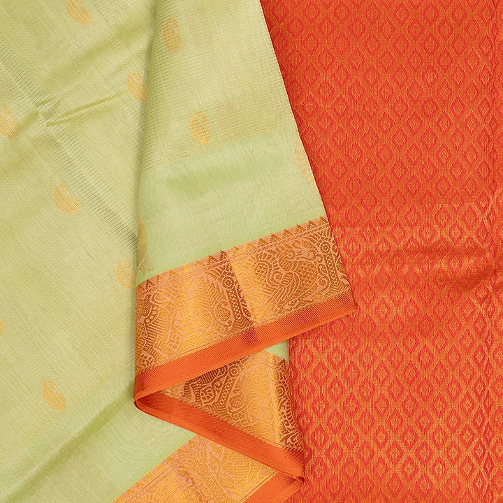 Hayagrivas Pista Green Pure Silk Cotton Saree SSCBF13D10-1