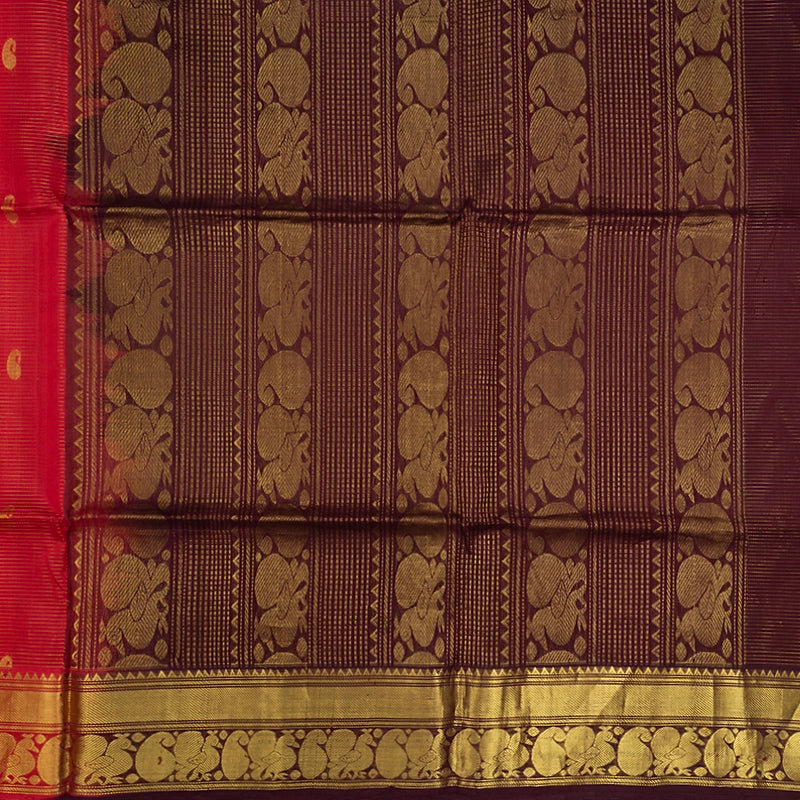 Hayagrivas Red Kora Silk Cotton Saree KBE1678K2-22