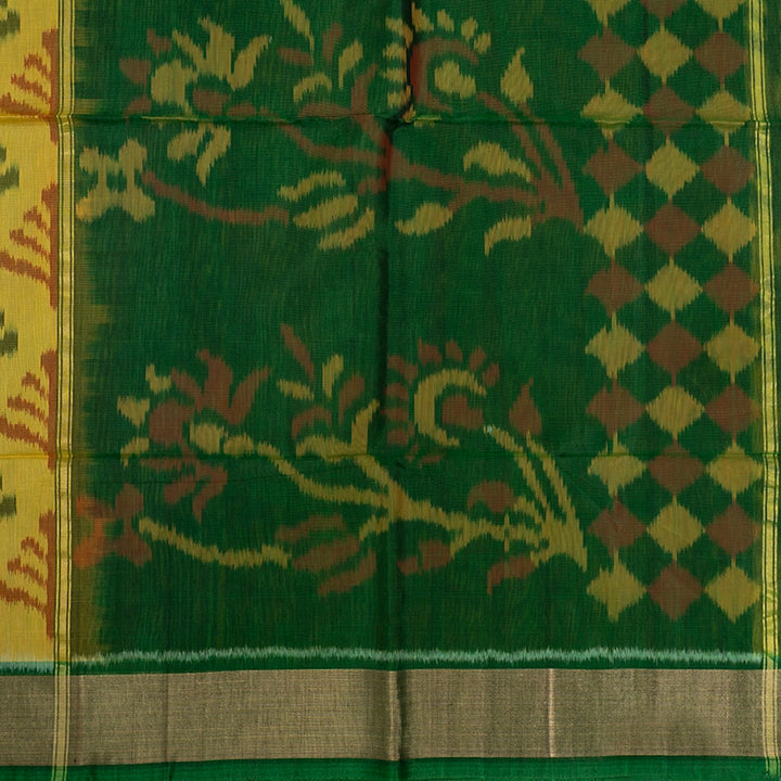Hayagrivas Yellow Ikkat Kora Silk Cotton Saree KBE2149A2-2