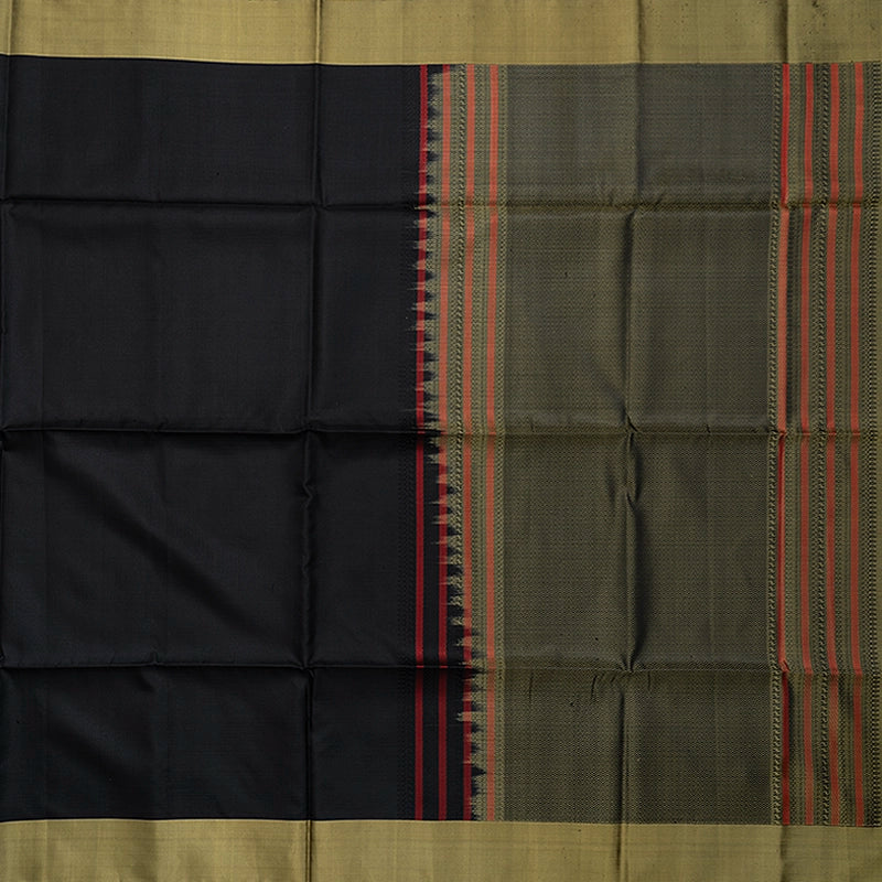 Hayagrivas Black Handloom Soft Silk Saree KBE2106A46-1