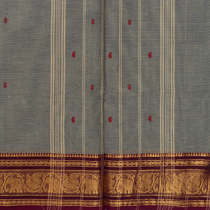 Hayagrivas Elephant Grey Handloom Chettinad Cotton Saree SSKBF86F1-93