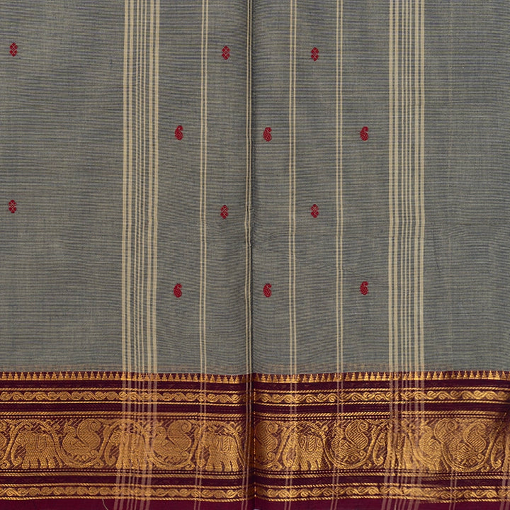 Hayagrivas Elephant Grey Handloom Chettinad Cotton Saree SSKBF86F1-93
