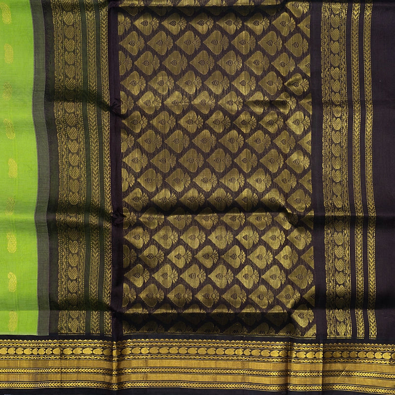 Hayagrivas Lime Green Pure Silk Cotton Saree SSCBF16D1-1