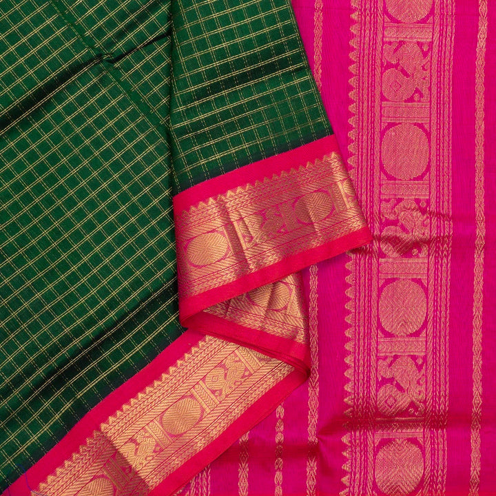 Hayagrivas Bottle Green Pure Silk Cotton Saree SSCBF56E5-12