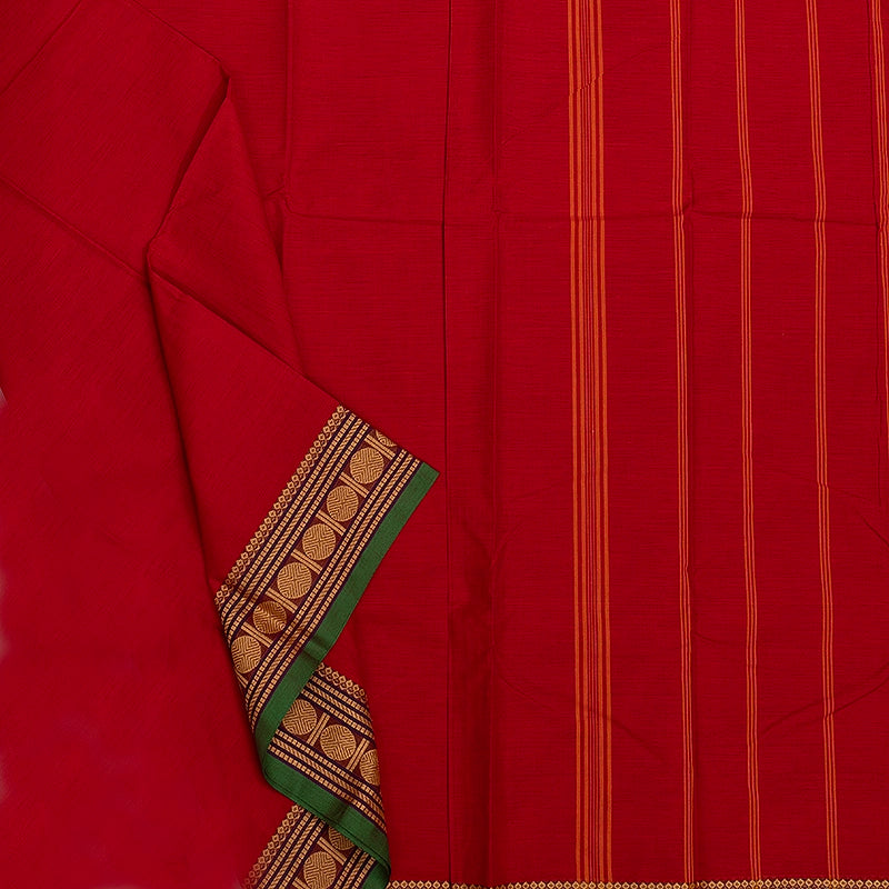 Hayagrivas Red Handloom Chettinad Cotton Saree KSBE1H1-2