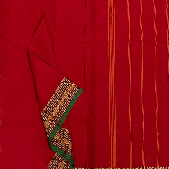 Hayagrivas Red Handloom Chettinad Cotton Saree KSBE1H1-2