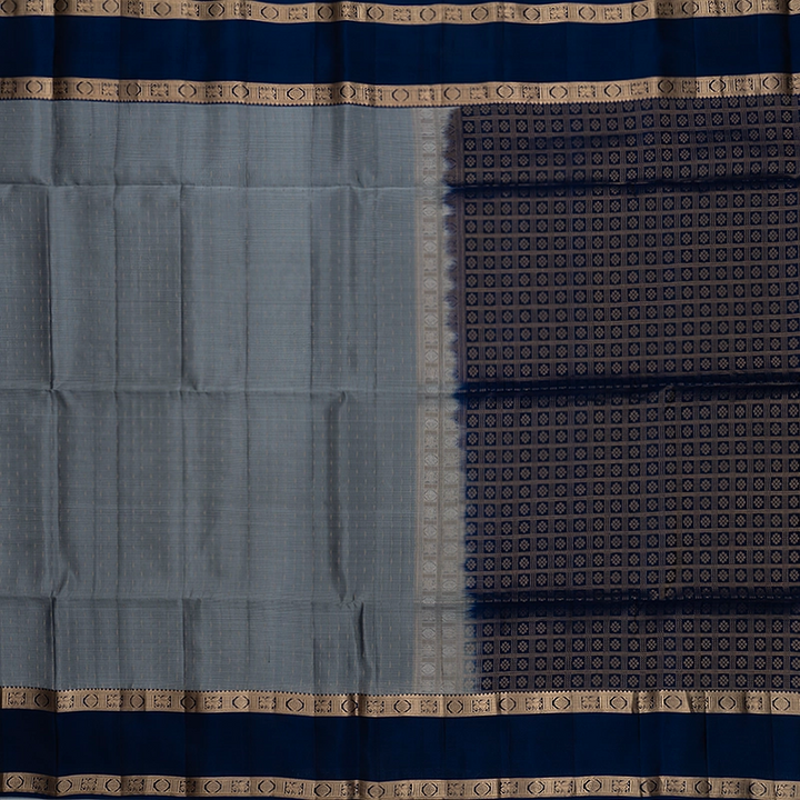 Hayagrivas Silver Grey Handloom Soft Silk Saree KBF532G4-8