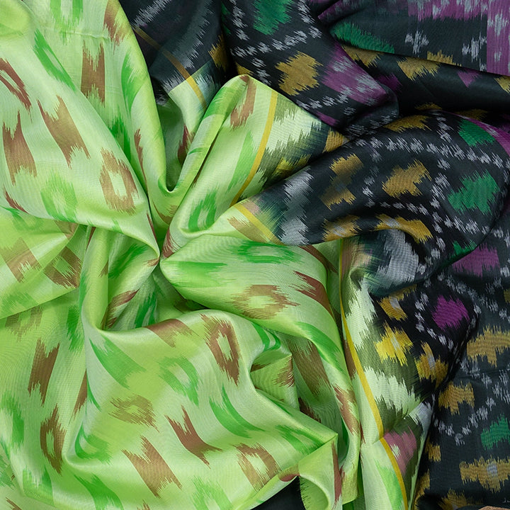 Hayagrivas Pista Green Handloom Ikkat Soft Silk Saree KBE2150A1-40