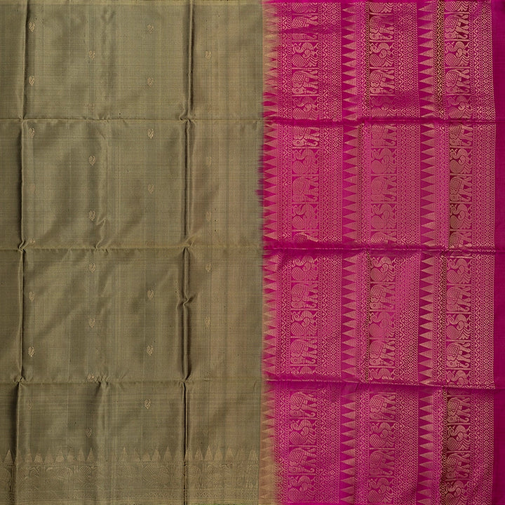 Hayagrivas Elephant Grey Handloom Soft Silk Saree KBF553G2-1