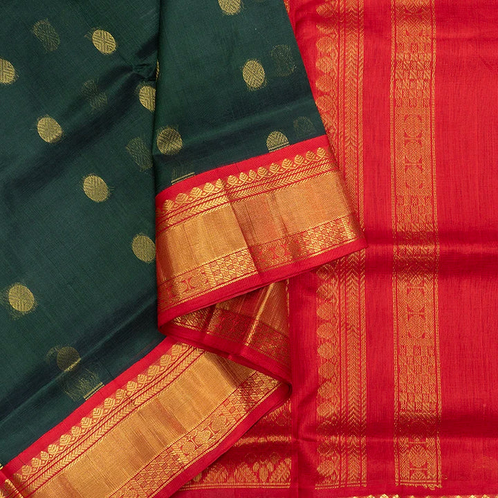 Hayagrivas Bottle Green Pure Silk Cotton Saree SSCBF16D4-7