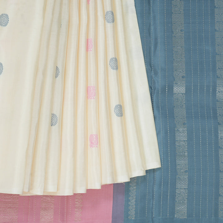Hayagrivas Handloom Half White Kanjivaram Silk Saree KBE1120I6-1