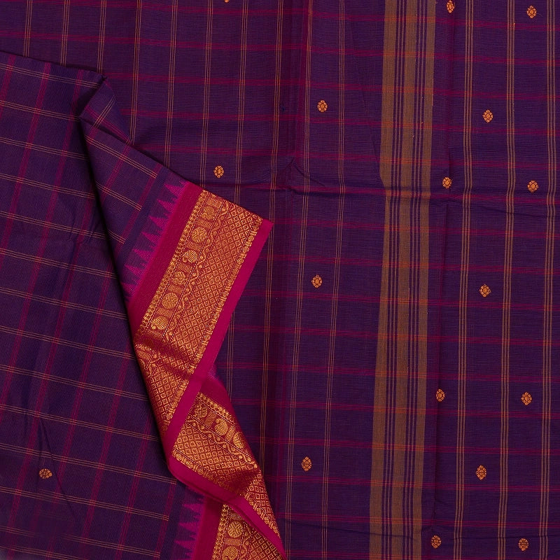 Hayagrivas Purple Handloom Chettinad Cotton Saree KSBE1H5-6