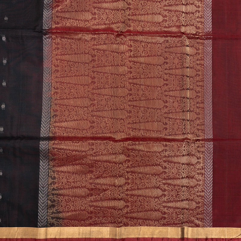 Hayagrivas Black Ikkat Kora Silk Cotton Saree KSBE92A10-13