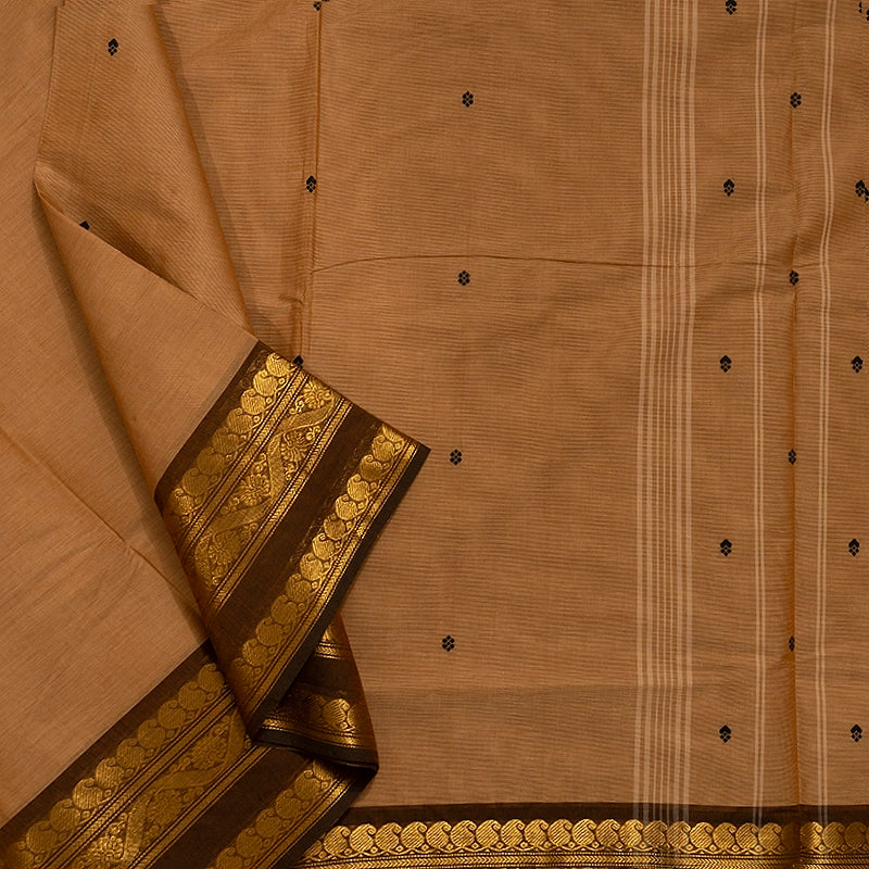 Hayagrivas Khaki Brown Handloom Chettinad Cotton Saree KSBE86A4-17