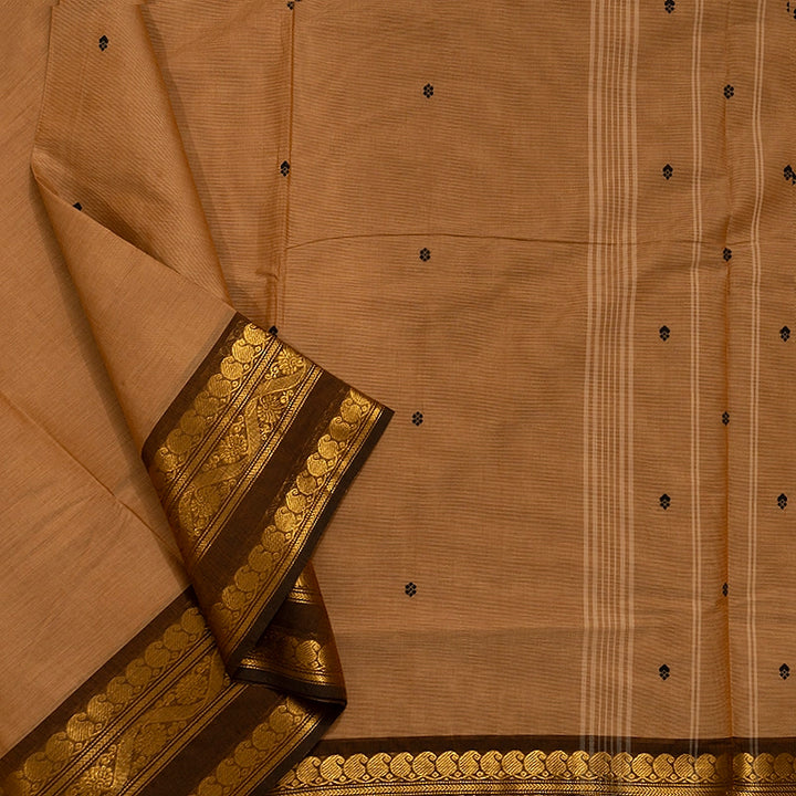 Hayagrivas Khaki Brown Handloom Chettinad Cotton Saree KSBE86A4-17